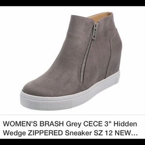 grey suede wedge sneakers
